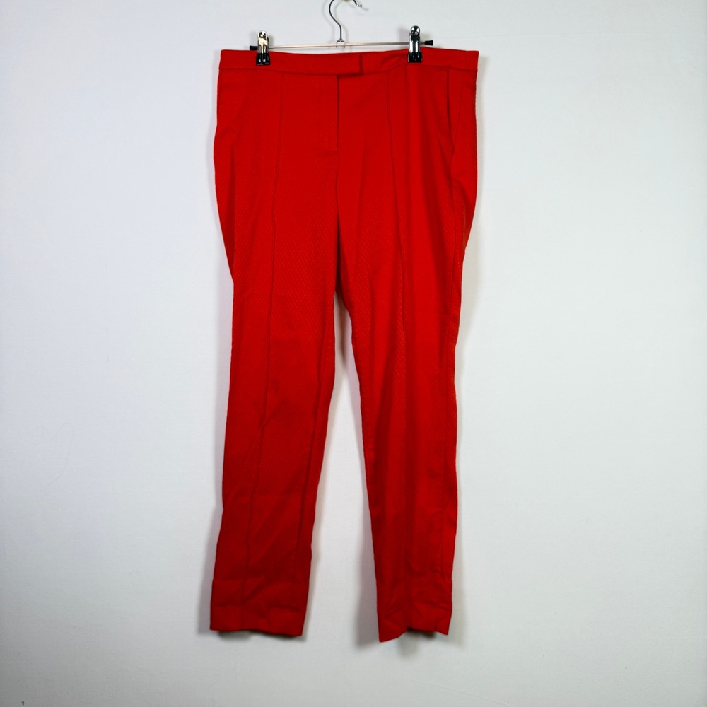 DALIA Orange Diamond Textured Jacquard Slim‎ Leg Dress Pants Size 8